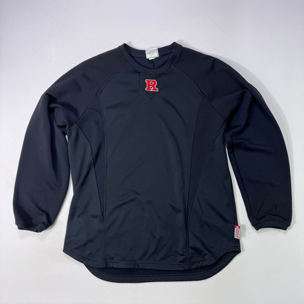 Majestic Rutgers Scarlet Knights Therma Base Mens Medium Black Training Pullover